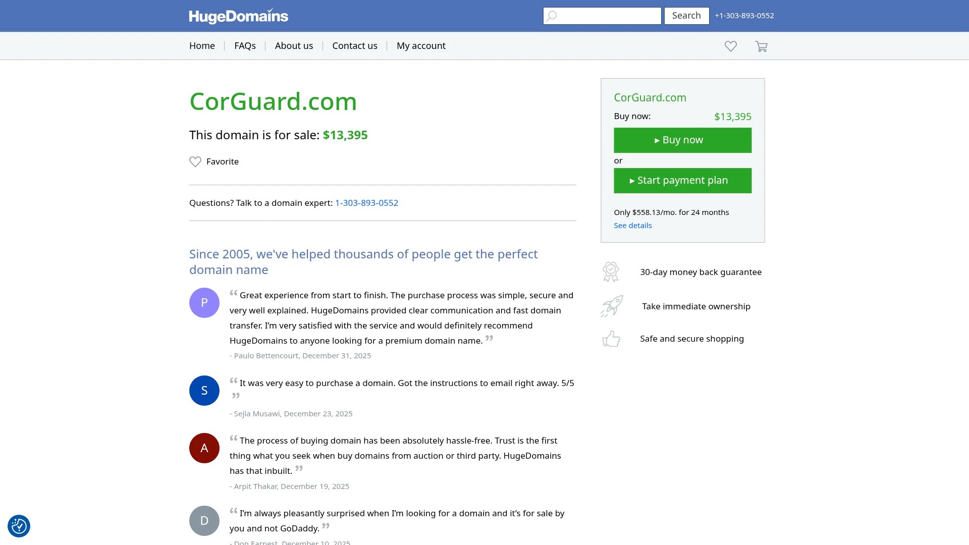 Screenshot of https://corguard.com